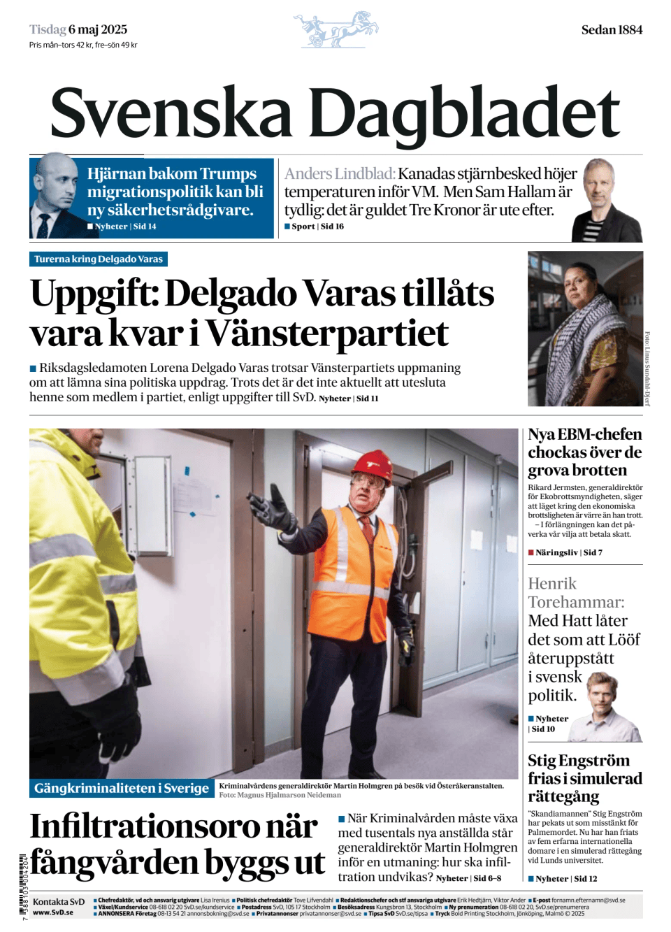 Prima-pagina-Svenska Dagbladet-edizione-di-oggi-20250506